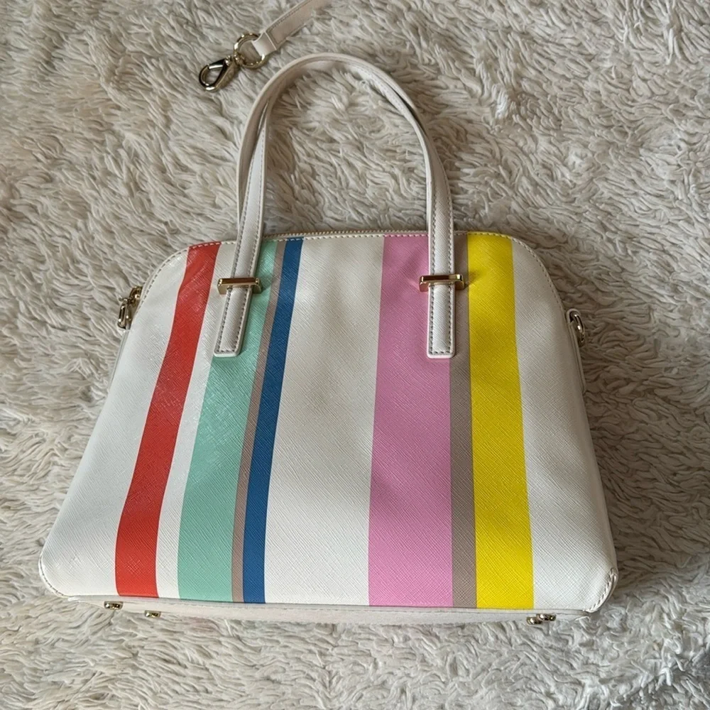 👜 Rare!! Kate spadeNY Cedar Street Multi Stripe Maise Satchel bag crossbody/tote